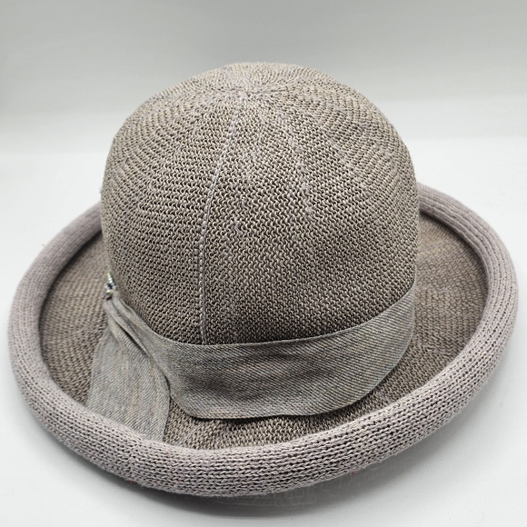 Elegant Gray Women's Bowler Hat with Rhinestone Accent - Picture 5 of 10